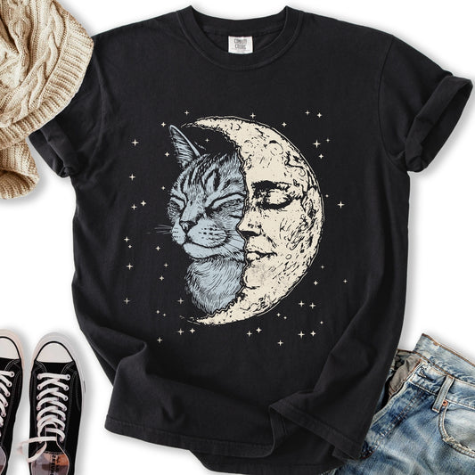 Celestial Cat Moon T-Shirt