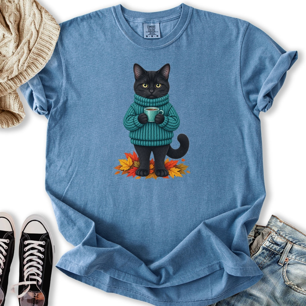 Cozy Fall Black Cat Relaxed Tee