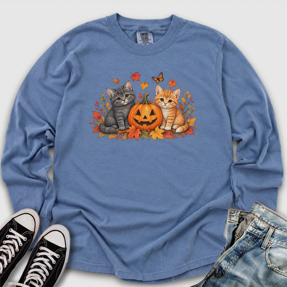 Cute Pumpkin Kittens Long Sleeve Tee