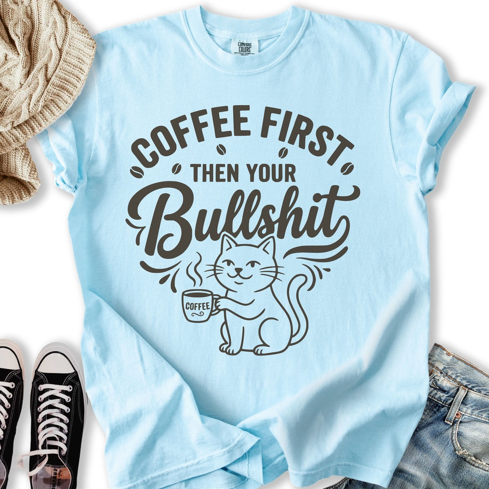Coffee First Cat T-Shirt