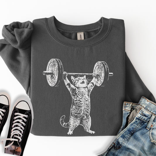 Weight Lifter Cat Sweatshirt