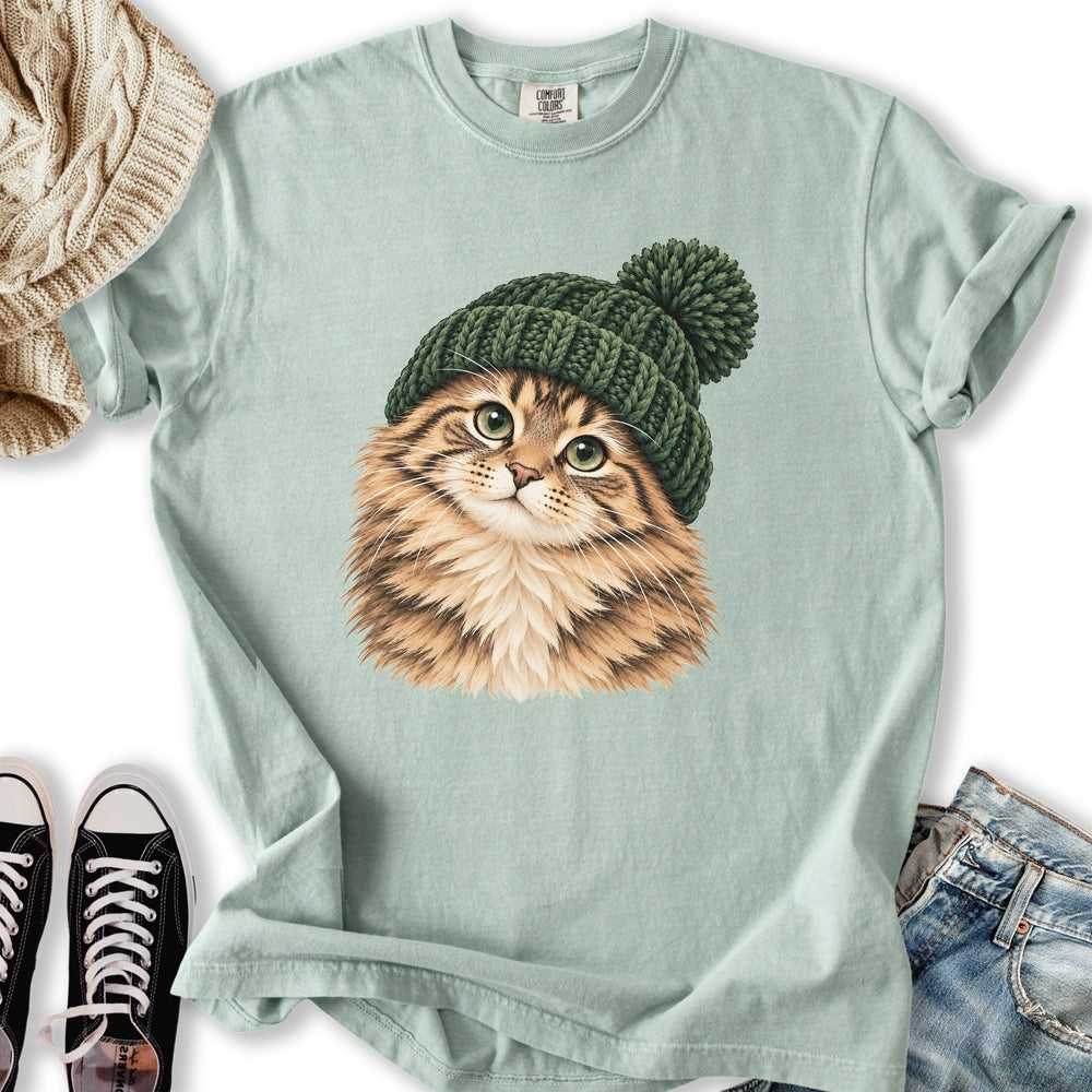 Green Beanie Tabby Relaxed Tee