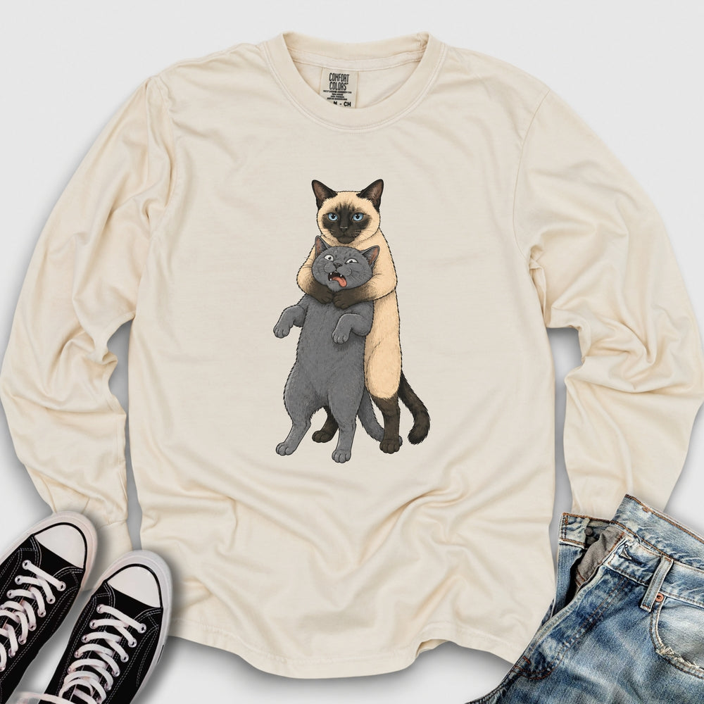 Siamese Cat Headlock Long Sleeve Tee